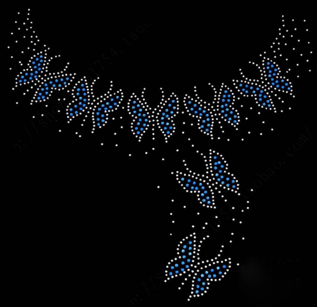Strass Motiv 7 Schmetterlinge Kristall silber blau Cony's Dance Design