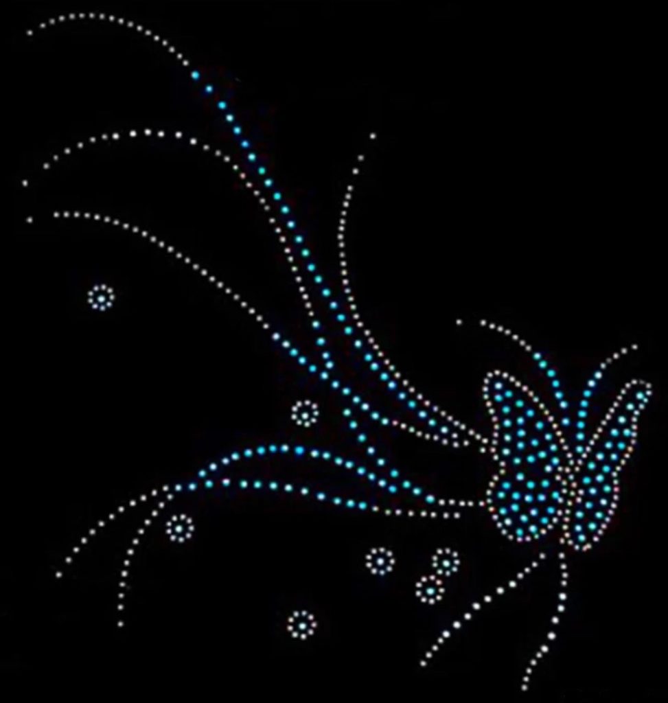 Strass Motiv Schmetterling Kristall silber und turquise Cony's Dance Design 